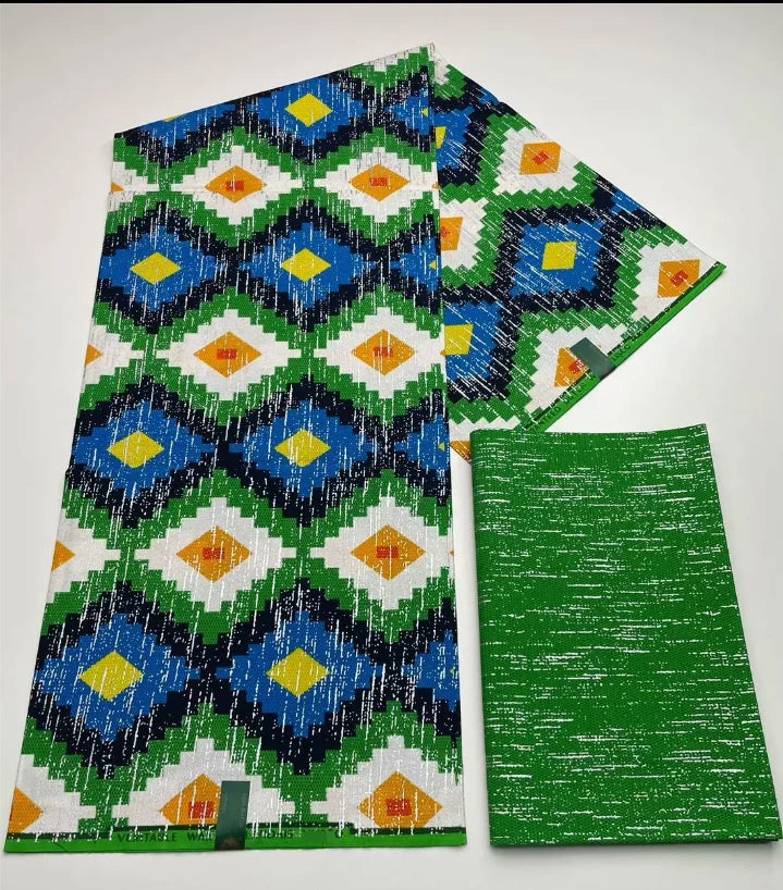 Kente Gold Real Wax Fabric Nigeria Ghana Style Sewing Dress Craft Cotton Fabric 6 Yard (2 + 4)-FrenzyAfricanFashion.com