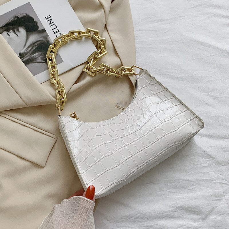 Minimalist Embossed Chain Crossbody Bag