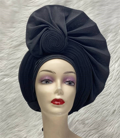 Image of sego gele headtie turbans for women hats for women auto gele headtie already made 2022 aso oke fashion bonnets head wraps-FrenzyAfricanFashion.com