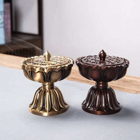 Image of Lotus Copper Incense Burner Pure Copper Antique Old Treasure Lamp Sandalwood Burner-FrenzyAfricanFashion.com