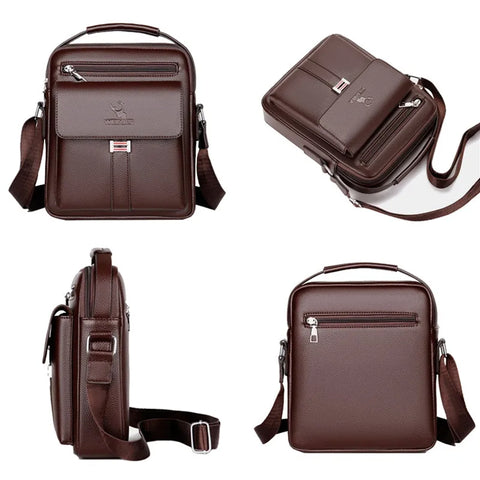 Image of Men's Genuine Leather Crossbody Shoulder Bags High quality Tote Fashion Business Man Messenger Bag Leather Bags fanny pack-FrenzyAfricanFashion.com