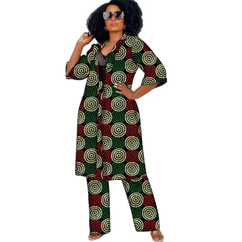 Women Clothing Set Half Sleeve Tops With Straight Pants Ankara Outfits-FrenzyAfricanFashion.com