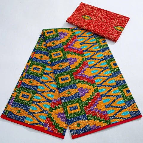 Image of Kente Wax Print Fabric African Real Wax Fabric 100% Cotton Gold Print High Quality Dress-FrenzyAfricanFashion.com