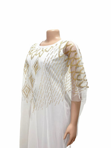 Image of Two-Piece Dresses Women Mesh Caftan Abaya Robe Clothes-FrenzyAfricanFashion.com