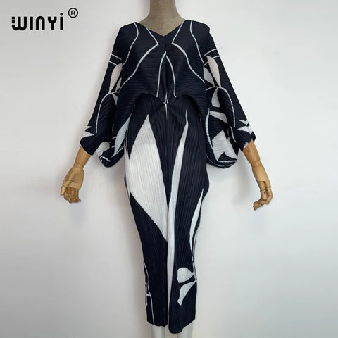 Image of batwing pleated dress-FrenzyAfricanFashion.com