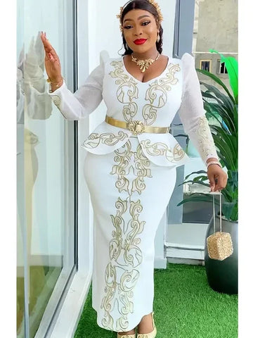 Image of Elegant African Dresses for Women 2024 New Africa Clothing Plus Size Turkey Wedding Party Long Dress Dashiki Ankara Outfits Robe-FrenzyAfricanFashion.com