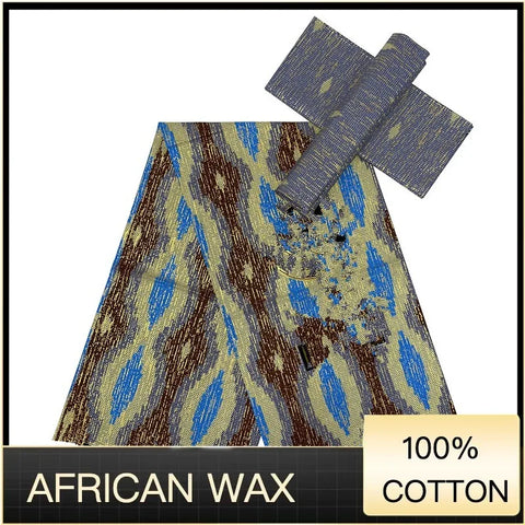 Image of Ankara African Fabric kente gold Real Wax Dress Craft DIY Cotton 4+2yards-FrenzyAfricanFashion.com