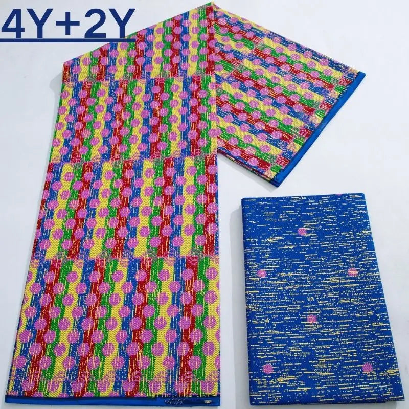 Green Kente Fabric Real Ankara Wax Lace Cotton 6 Yards for Women Party Dress-FrenzyAfricanFashion.com