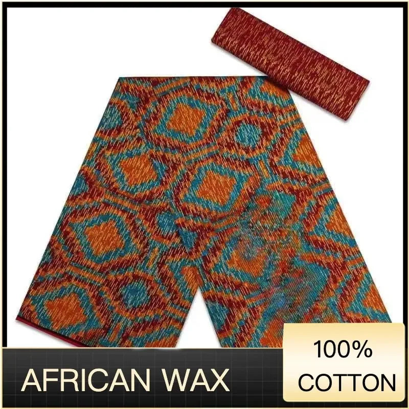 Ankara African Fabric kente gold Real Wax Dress Craft DIY Cotton 4+2yards-FrenzyAfricanFashion.com