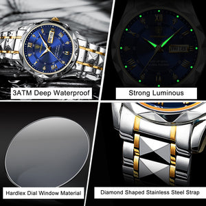 BeniSap Top Brand Luxury Man Wristwatch Waterproof Luminous Date Week Men Watches Stainless Steel-FrenzyAfricanFashion.com