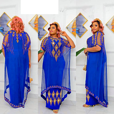 Image of Two-Piece Dresses Women Mesh Caftan Abaya Robe Clothes-FrenzyAfricanFashion.com