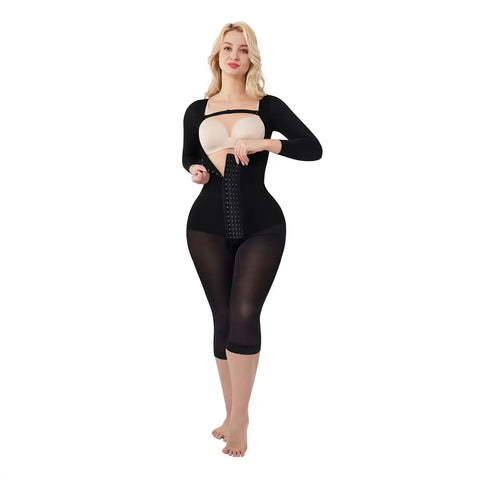 Image of Women Long Sleeve Corset Waist Trainer Body Shaper Tummy Control Shapewear Bodysuit Slimming Girdle-FrenzyAfricanFashion.com