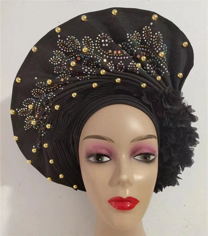 Image of sego gele headtie turbans for women hats for women auto gele headtie already made 2022 aso oke fashion bonnets head wraps-FrenzyAfricanFashion.com