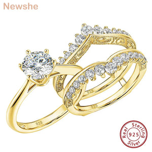 Newshe 2 Carat Bridal Ring Set for Women Yellow Gold Round Cut AAAAA Cubic Zirconia Wedding Engagement Anniversary Band BR1167_Y-FrenzyAfricanFashion.com