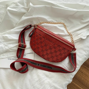 Retro Casual Shoulder Crossbody Women's Bag Large Capacity Korean Fashion Waist Bag Comfortable Wide Shoulder Strap Letter Print-FrenzyAfricanFashion.com