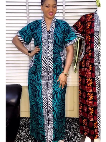 Image of African Dresses for Women Traditional Africa Clothing Dashiki Ankara Outfits Gown Abayas Robe Muslim Kaftan Maxi Long Dress 2024-FrenzyAfricanFashion.com