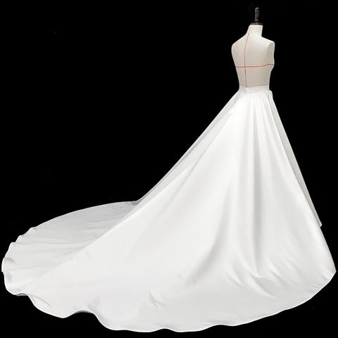 Image of Satin Detachable Skirt Wedding Removable Train Dresses Bow Bridal Overskirt-FrenzyAfricanFashion.com