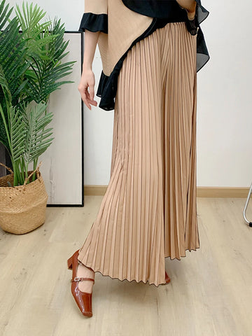 Image of Ruffled Irregular Top+casual Wide Leg Pants Two-piece Pleated Set Loose Elegant Clothing-FrenzyAfricanFashion.com