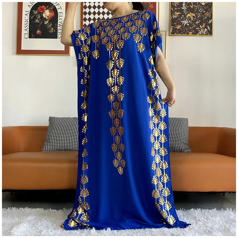 Image of Women Dubai Stretch Print Loose Fit Elegant Dresses Caftan Moroccan Robe With Headscarf-FrenzyAfricanFashion.com