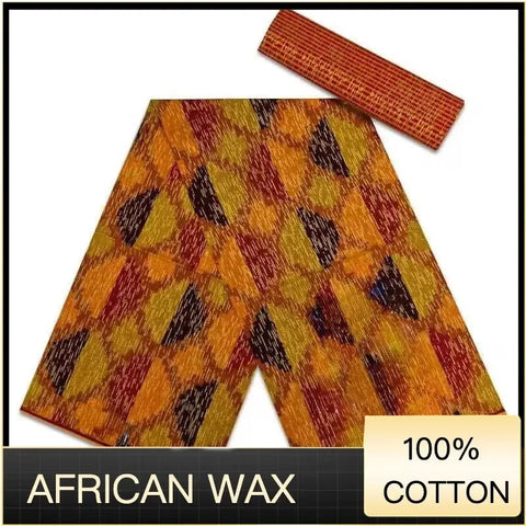 Image of Ankara African Fabric kente gold Real Wax Dress Craft DIY Cotton 4+2yards-FrenzyAfricanFashion.com