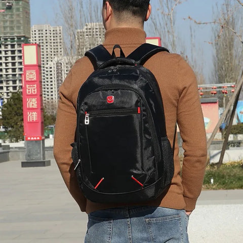 Image of Large-capacity Student School Bag Casual Solid Color Backpack Material Oxford Men New Backpack Multi-functional Simple Bag-FrenzyAfricanFashion.com