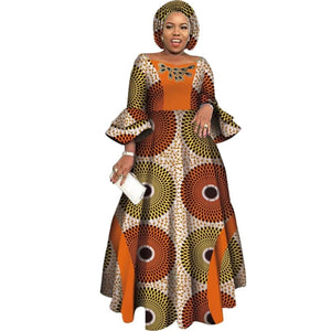 Long Sleeve Dresses Women Party Wedding Dashiki African Women Dresses-FrenzyAfricanFashion.com