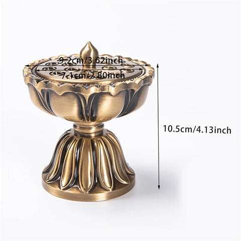 Image of Lotus Copper Incense Burner Pure Copper Antique Old Treasure Lamp Sandalwood Burner-FrenzyAfricanFashion.com