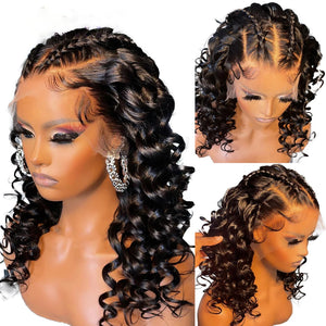 Preplucked Synthetic Soft 26Inch Long Black Curly 180Density Deep Wave Lace Front Wig For African Women Babyhair Daily Cosplay-FrenzyAfricanFashion.com