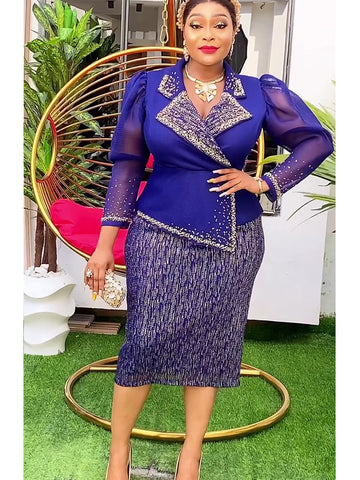 Image of Elegant African Dresses for Women 2024 New Africa Clothing Plus Size Turkey Wedding Party Long Dress Dashiki Ankara Outfits Robe-FrenzyAfricanFashion.com