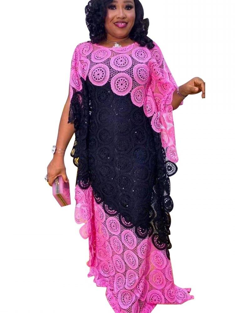 Lace African Dress Layered Evening Long Gown-FrenzyAfricanFashion.com