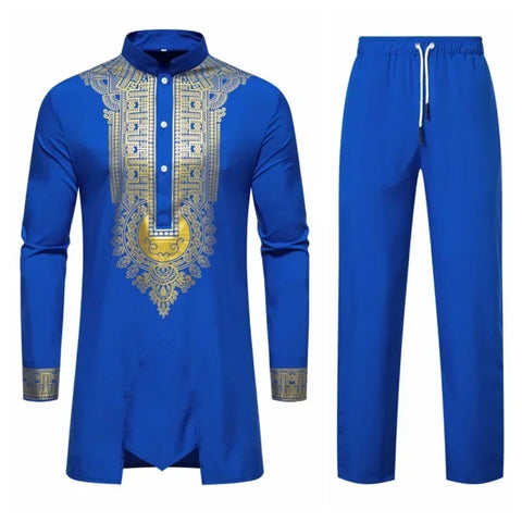 Image of Men's Long Sleeve Shirt Sets Medium Long Clothes-FrenzyAfricanFashion.com