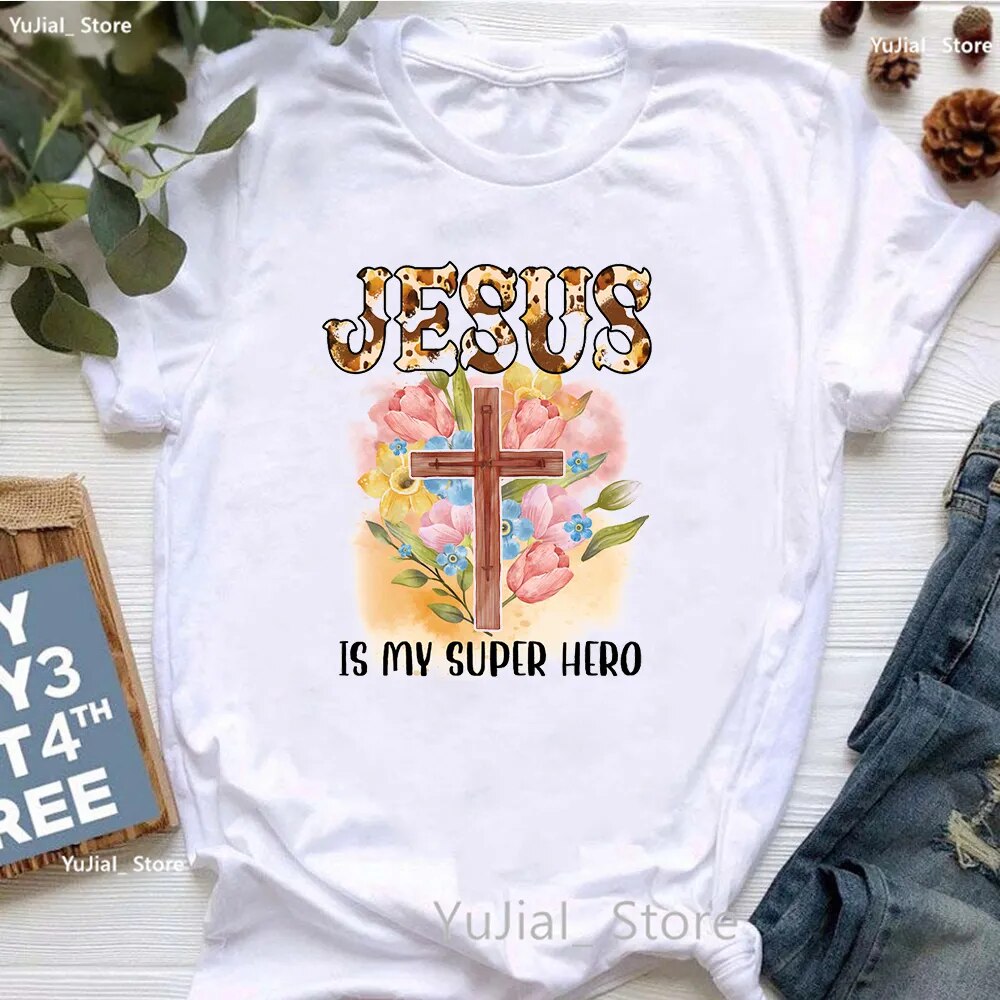 All My Hope Is In Jesus Graphic Print T-Shirt Women-FrenzyAfricanFashion.com