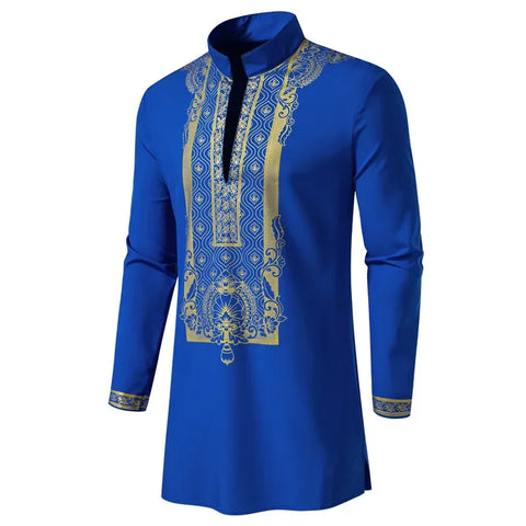 Image of Men's Long Sleeve Shirt Sets Medium Long Clothes-FrenzyAfricanFashion.com