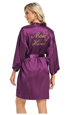 Image of Wedding Bride Bridesmaid Robe Dressing Gown Sexy Women Bathrobe Nightgown Short Sleepwear Casual Flower Kimono Geisha M L XL-FrenzyAfricanFashion.com