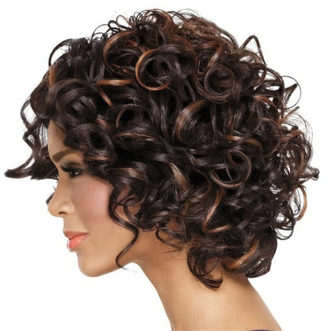 Image of Short Curly Human Hair Wet And Wavy Lace Frontal Wig-FrenzyAfricanFashion.com