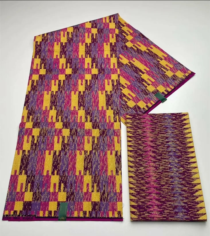 Kente Cotton African Print Wax Fabric 4+2yards Nigeria Ghana Style Sewing Dress Craft DIy-FrenzyAfricanFashion.com