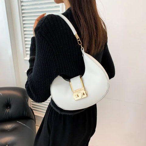 Image of PU Solid Color Single Shoulder Women's Bag Versatile Underarm Bag-FrenzyAfricanFashion.com