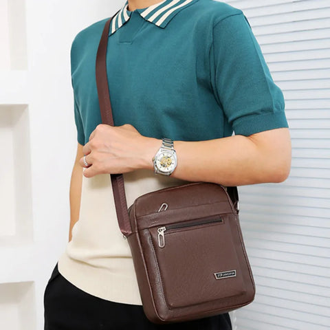 Image of Men's Genuine Leather Crossbody Shoulder Bags High quality Tote Fashion Business Man Messenger Bag Leather Bags fanny pack-FrenzyAfricanFashion.com