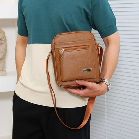 Image of Men's Genuine Leather Crossbody Shoulder Bags High quality Tote Fashion Business Man Messenger Bag Leather Bags fanny pack-FrenzyAfricanFashion.com