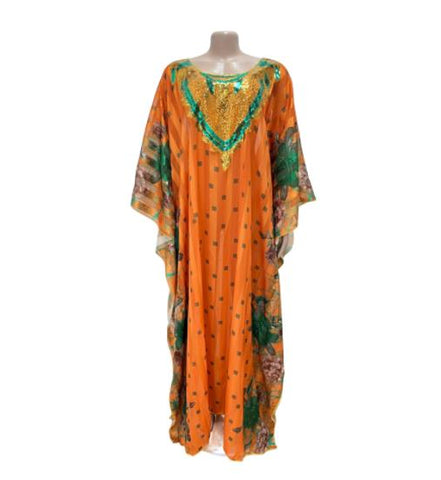 Image of Maxi Dresses Women BouBou Floral Silk Abaya-FrenzyAfricanFashion.com