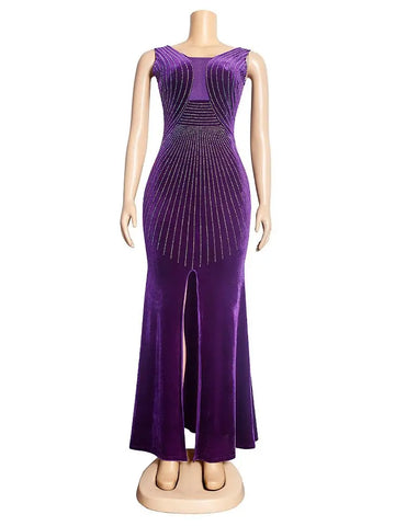 Image of Elegant African Evening Dresses Sleeveless Bodycon Sexy Slim Long Dress Wedding Party Gowns Fashion Women Kaftan Turkish Outfits-FrenzyAfricanFashion.com