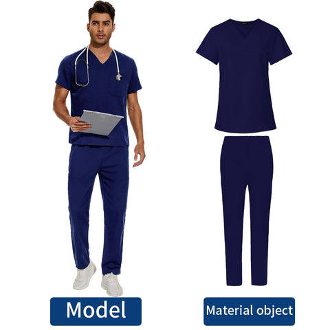 Image of Scrubs Medical Uniform Clinic Hospital Doctor Overalls V-neck Fashion Scrub Pharmacy Nurse Clothes-FrenzyAfricanFashion.com