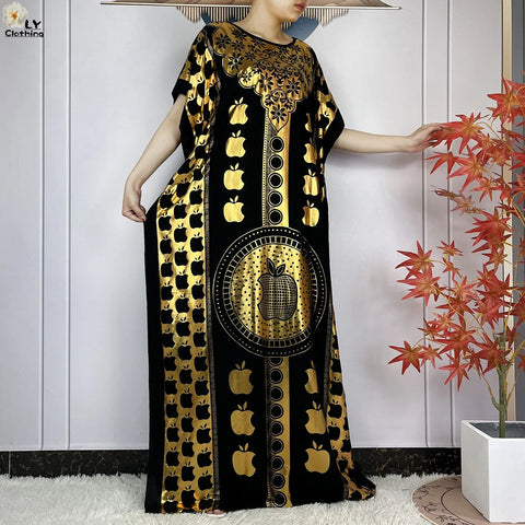 Image of Abaya Dress Short Sleeve Cotton Loose Robe With Big Scarf Maxi-FrenzyAfricanFashion.com