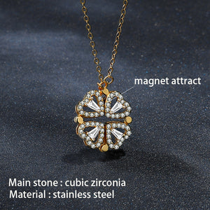 crystal heart flower pendant stainless steel necklace gold silver chain-FrenzyAfricanFashion.com