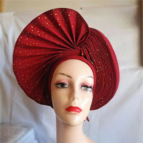 Image of sego gele headtie turbans for women hats for women auto gele headtie already made 2022 aso oke fashion bonnets head wraps-FrenzyAfricanFashion.com