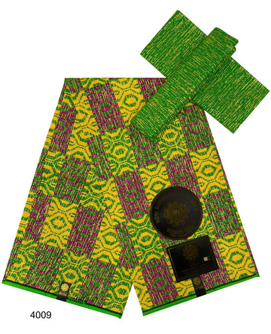 Image of Pink Kente Fabric Wax Print 2+4 Yards African Golden Cotton Newest Style Ankara-FrenzyAfricanFashion.com