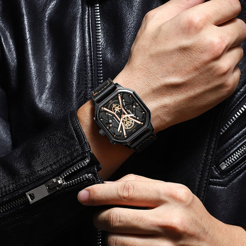 Image of BeniSap Fashion Men Wristwatches Luxury Chronograph Luminous Waterproof Date Man Watch Square-FrenzyAfricanFashion.com