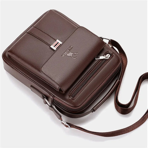 Image of Men's Genuine Leather Crossbody Shoulder Bags High quality Tote Fashion Business Man Messenger Bag Leather Bags fanny pack-FrenzyAfricanFashion.com