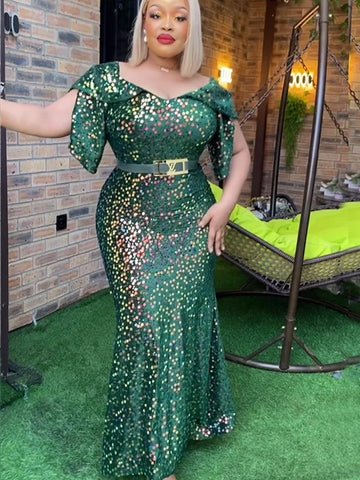 Image of Elegant African Evening Dresses for Women Plus Size Turkey Wedding Party Long Dress Dashiki Ankara Outfits Robe Africa Clothing-FrenzyAfricanFashion.com