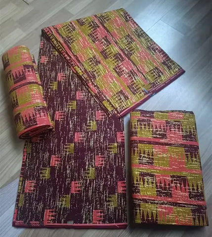 Image of Grey Kente Wax Prints 6 Yard Ankara African Fabric Gold Real Wax Fabric Sewing Dress Craft DIY 100% Cotton-FrenzyAfricanFashion.com